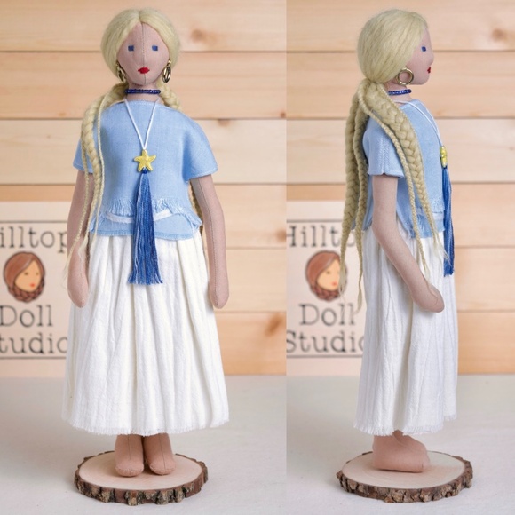 Fabric Doll "Brea" Handcrafted Textile Cloth Heirloom Primitive Doll - Picture 4 of 11